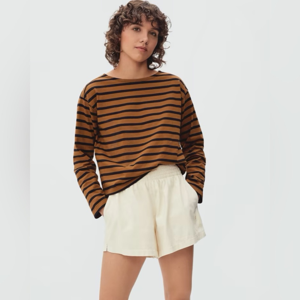 Everlane Mariner Tee in Toasted Almond Black Stripe